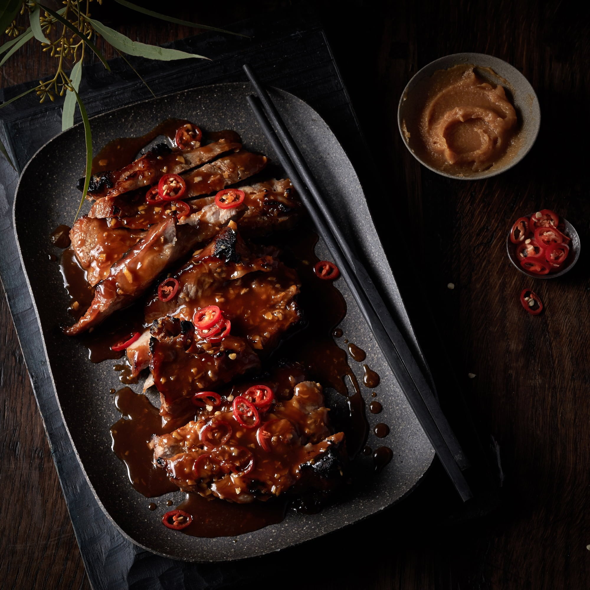 Caramel Pork Neck with Miso, Rice Syrup and Ginger Spiral Foods