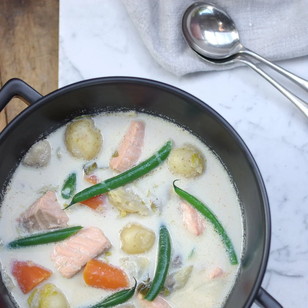 Salmon Miso Soy Milk Chowder