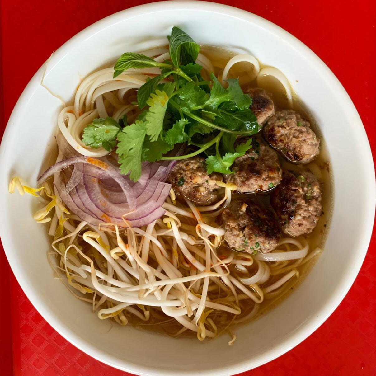 Vietnamese Style Meatballs and Lemongrass Rice Noodle Soup